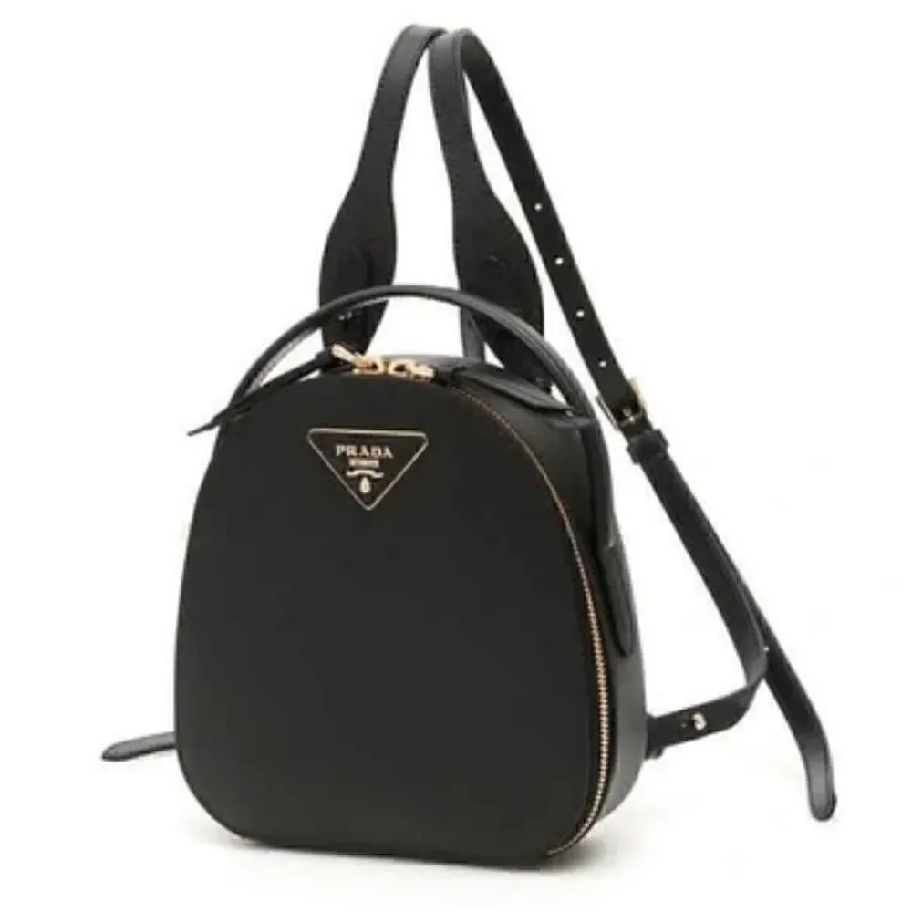 Authentic Prada Black Saffiano Lux Mini Odette Backpack